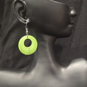 Green Hoop Earrings